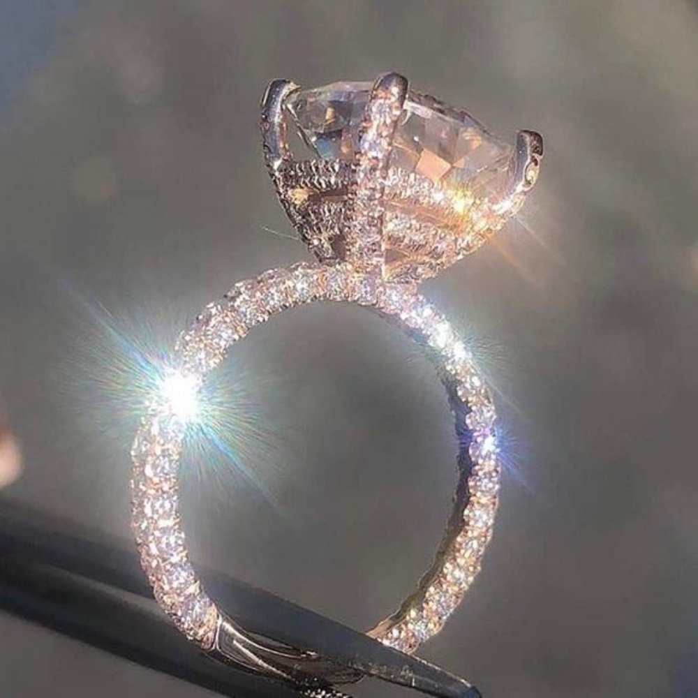 New 18K Rose Gold 6 Carat Round Morganite Ring, cute Ring, shiny Ring. - Picture 3 of 6